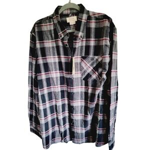 Boston‎ Traders Men's XXL Maple Plaid 100% Cotton Flannel Shirt Black Red NWT